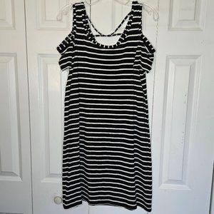 August and Silk Summer Dress, Large, Black and White